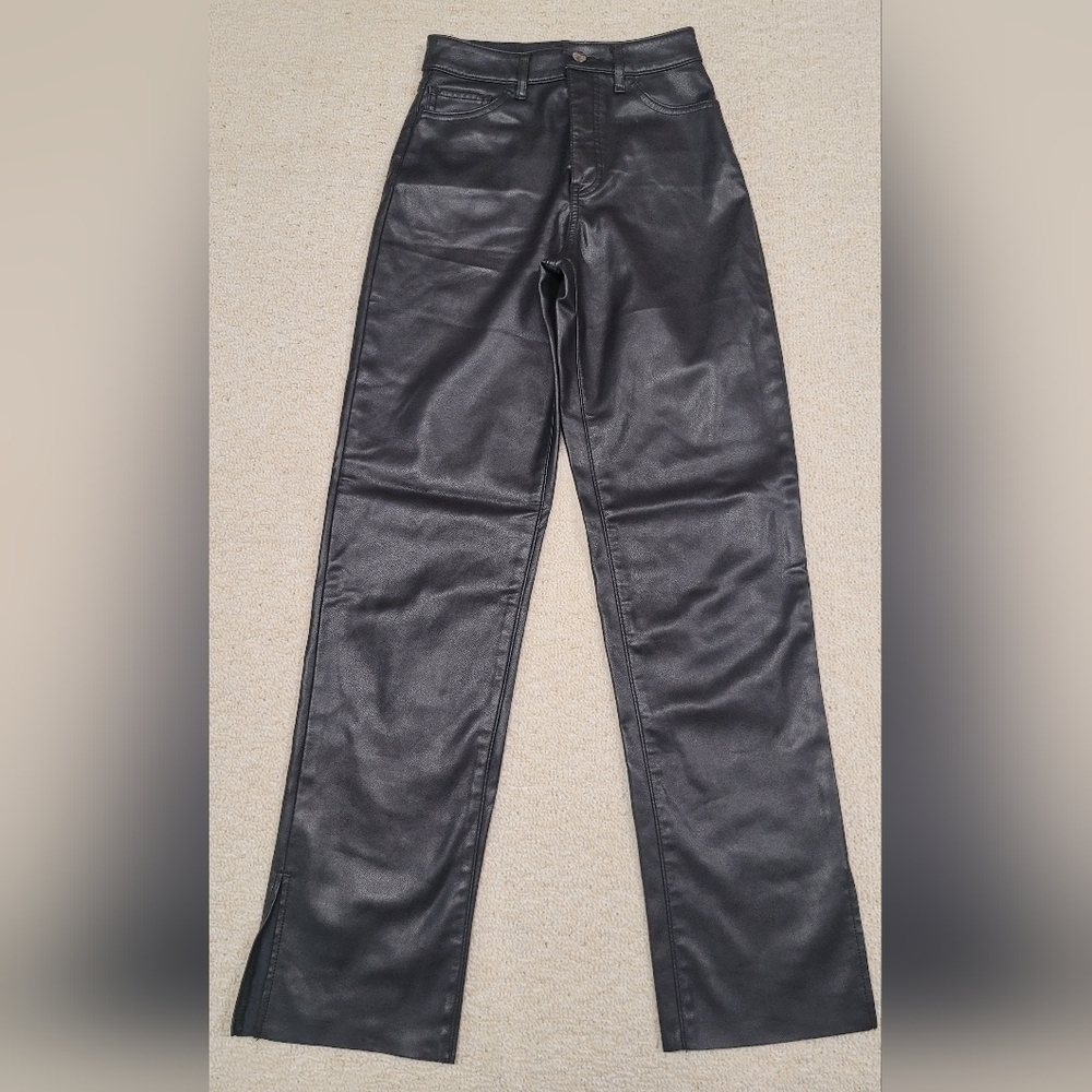 Express 00 Reg Black Pleather Faux Leather Pants Ver Nice Condition